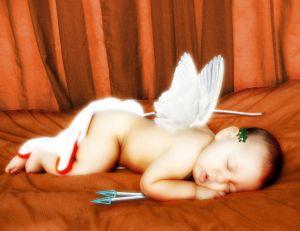 Baby photographed as Cupid for first Valentine's Day