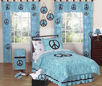 Peace Blue Twin Bedding Collection