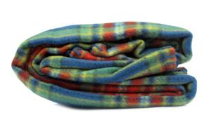 Blue and red plaid flannel comforter