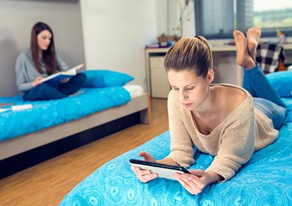 College students in dorm room