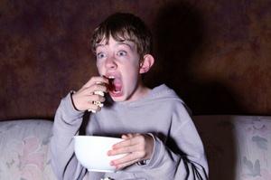 Watching a scary movie