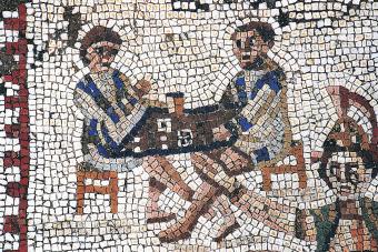 Dice players, detail of a mosaic (3rd century AD)
