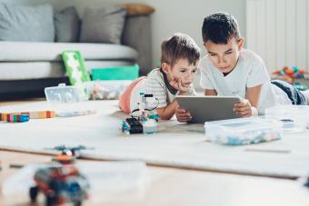 Two brothers with digital tablet