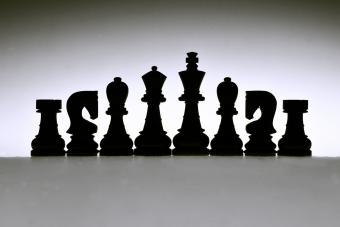 Shilouetted Chess pieces, black & white