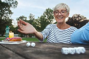 woman playing bunco with friends
