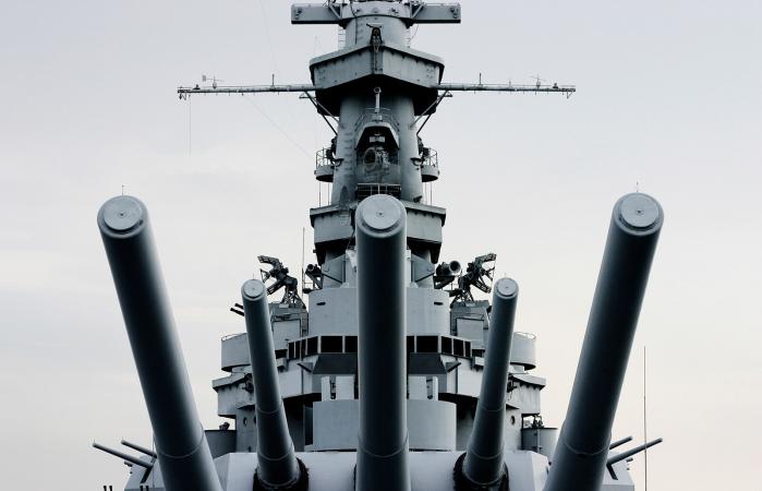 Battleship U.S.S. Alabama with retro tint