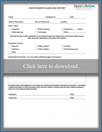 Disciplinary counseling form