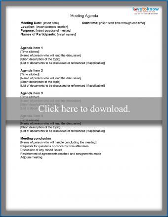 Meeting Agenda Templates And Examples Lovetoknow