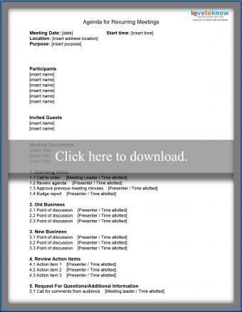 Meeting Agenda Templates And Examples Lovetoknow