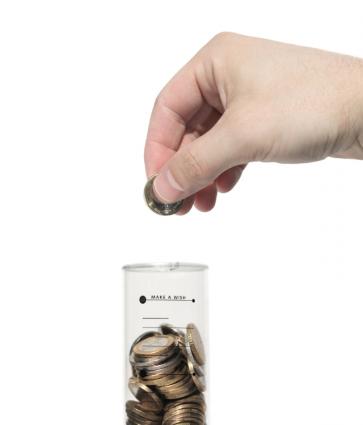 Hand saving coins