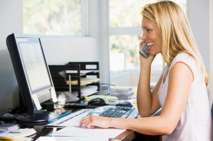 woman working in home office