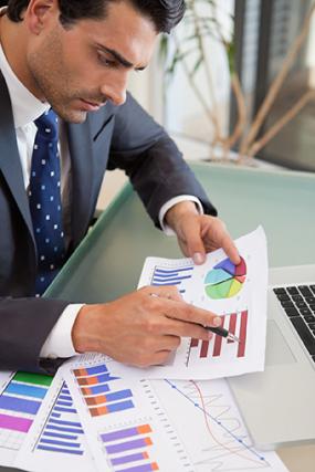 Businessman with sales reports