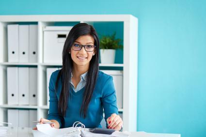 Woman calculating tax