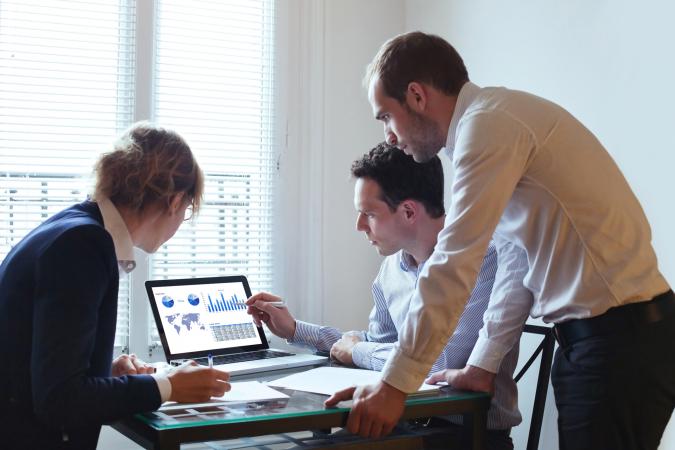 Business team with laptop in the office