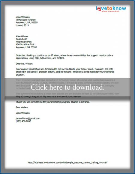 examples resume cover letter