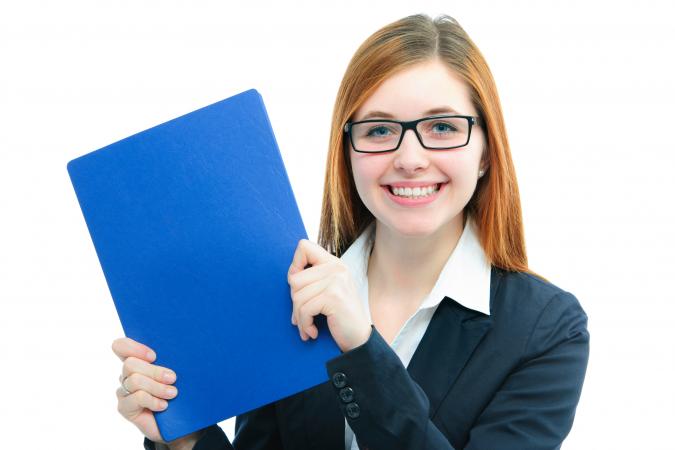 woman with portfolio