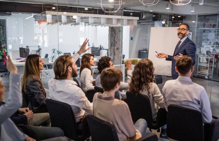 business presentation in a board room