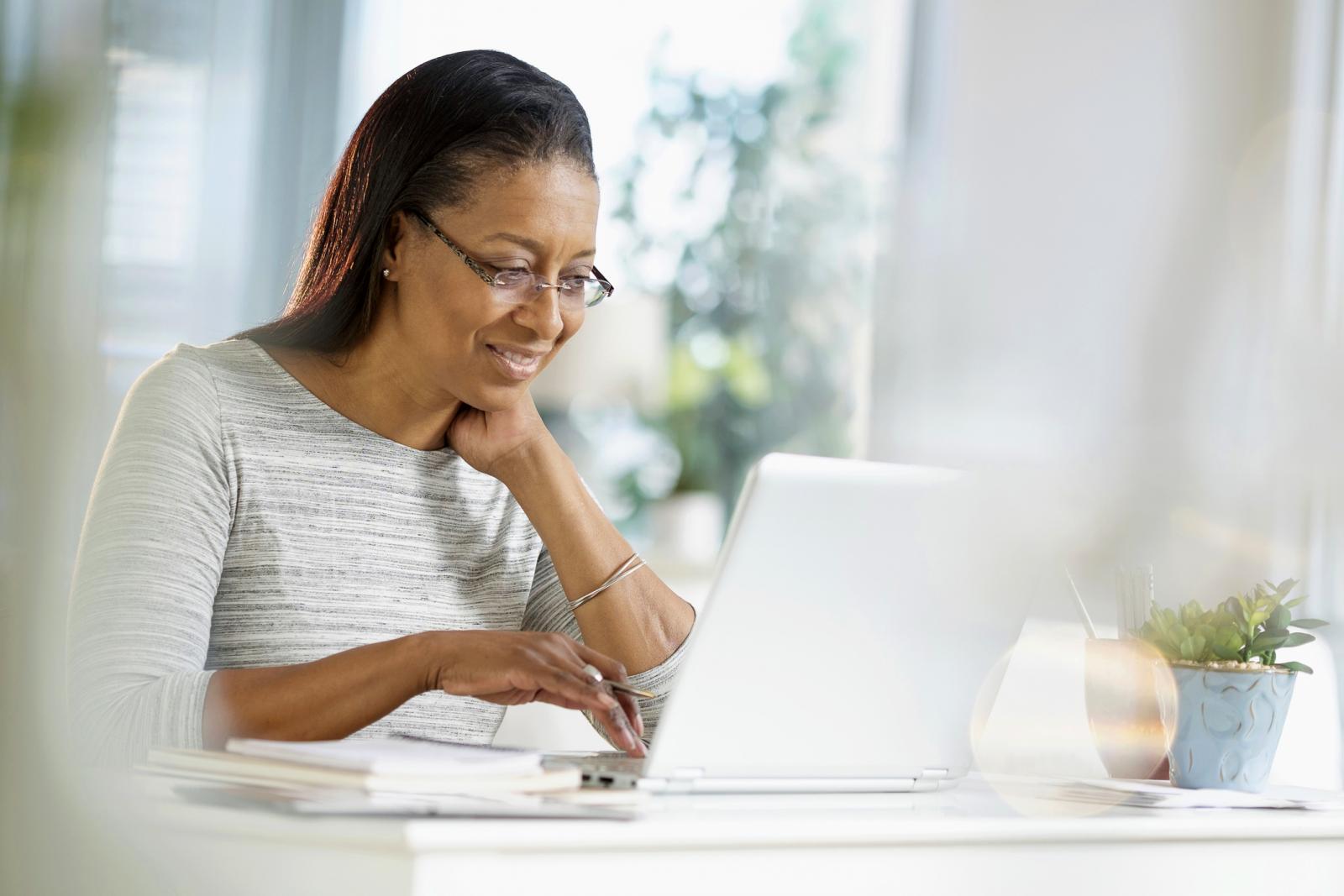 Woman using laptop