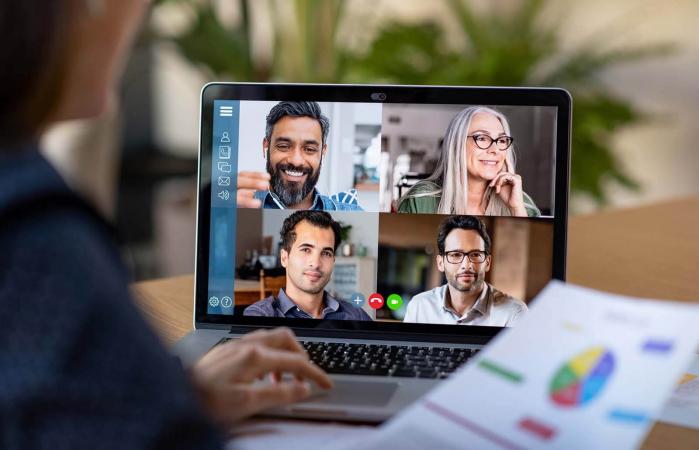 Woman on a virtual meeting
