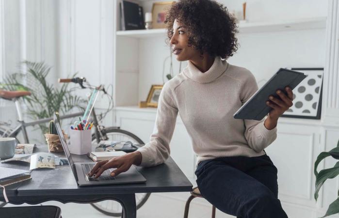 Woman doing remote work