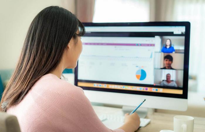 business woman in video conference