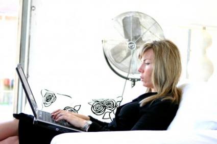Woman working online from home