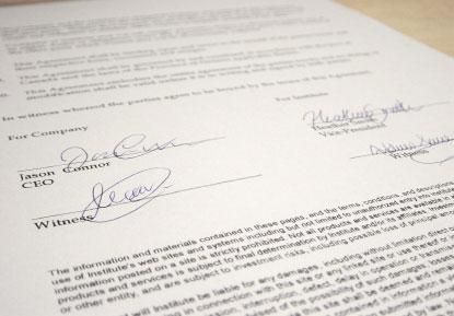 Business contract signed according to employment laws