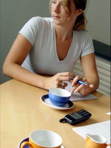 employee at meeting