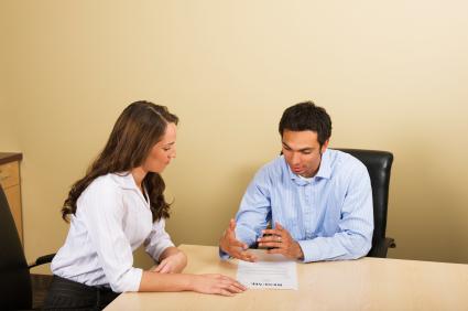 Two people in an interview