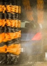 Car going through an automatic car wash