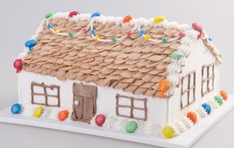 House shaped cake decorated with candy