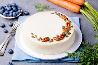Carrot cake Grey stone background