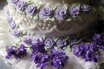 Cake with purple flowers