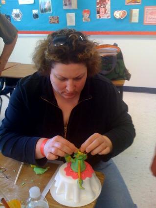 chef huebner working on dragon topper