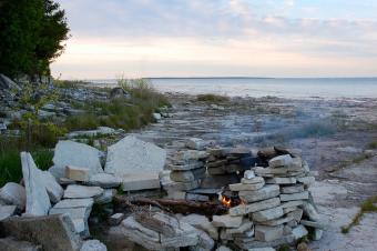 Campfire at Rock Island primitive campsite