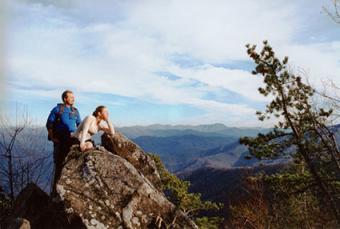 Hikers admiring the view