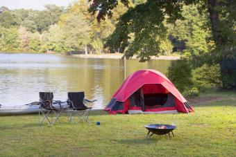 Campsite by lake