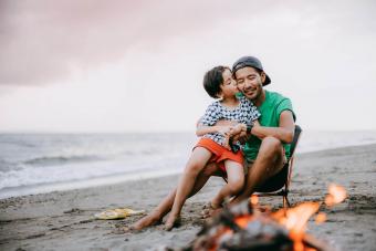 Girl and father at Ocean City, Maryland