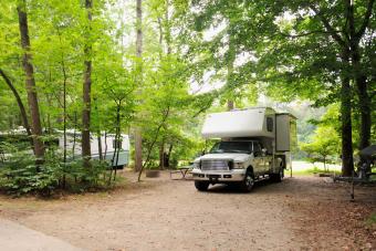 Truck camper in campsite