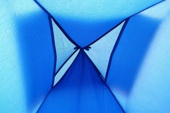 Blue Tent During Rainy Season