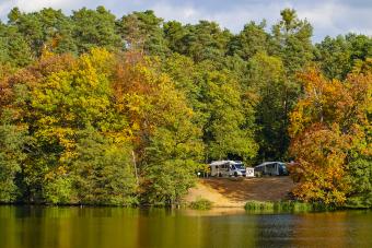 Motorhomes at lake - Getty Editorial Use