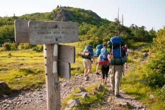 Hikers on the Appalachian Trail, starting in Grayson Highlands State Park at Elk Garden, on Highway 600.