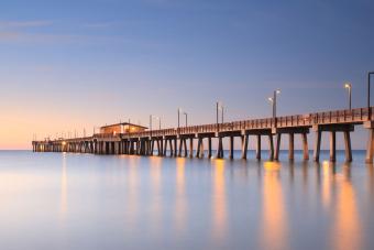 Fishing pier at sunset Gulf Shores Alabama