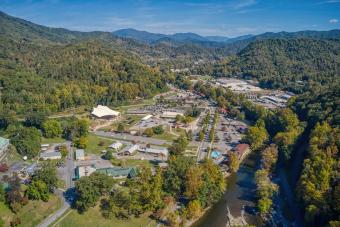 Aerial View of Cherokee, North Carolina on a Native American Reservation
