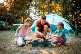 Father and daughters Camping