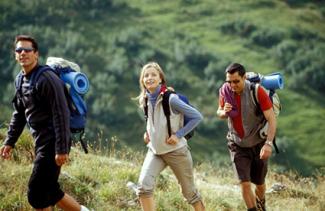 Backpackers on hike
