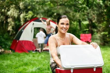 camping food in a cooler
