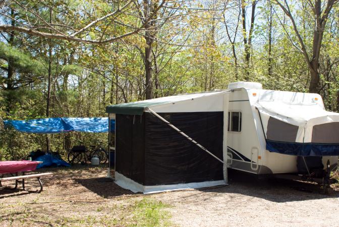 Camper with canopies