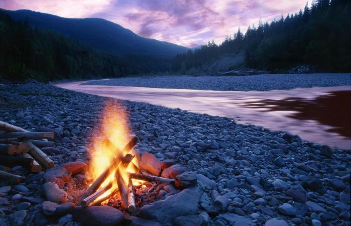 Campfire near the lake