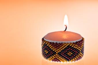 beaded candle holder